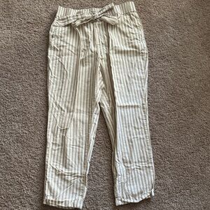 Zara Beige and White Striped Trousers